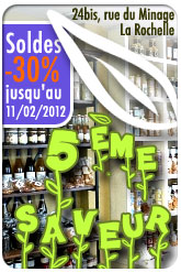 5�me Saveur : avant la fermeture d�finitive de la boutique le 28 janvier 2012 au soir, profitez des soldes � -30%* pour faire provision de beaux produits gourmands de qualit�.