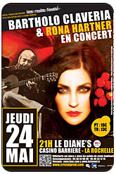 La Rochelle concert : Rona Hartner et Bartholo Claveria, Diane's Casino Barri�re, jeudi 24 mai 2012